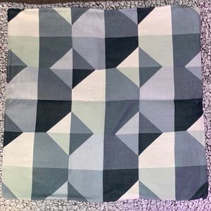 IKEA throw pillow covers in geometric denim blue patchwork colors